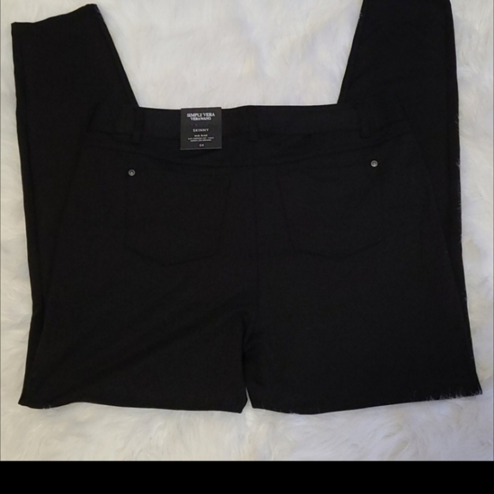 Vera Wang classic Black Mid-Rise slimming stretch fit skinny dress pants 0X - Picture 12 of 16